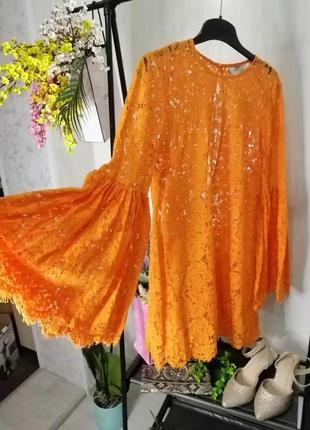 Asos сукня оранжева гіпюр мереживо брендова оригінальна я крана святкова