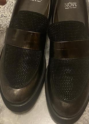 Новые стильные кожаные броги туфли лоферы now оригинал 41 размера стелька 27,5 см2 фото