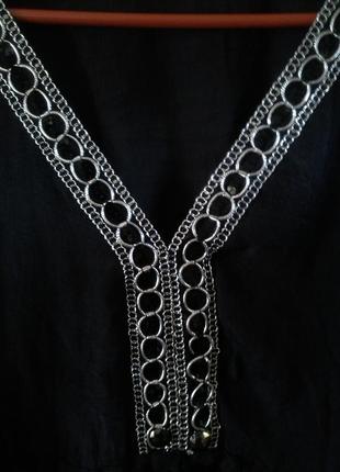 Натуральная,красивая блузка-туника-разлетайка,расшитая шнуром,большого размера5 фото
