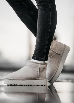 Женские угги ugg ultra mini platform grey ультра мини серого цвета платформа