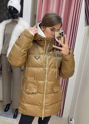 Куртка наполнитель мех, люкс в стиле prada