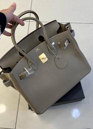 Шкіряна сумка в стилі hermes birkin 30 см преміум1 фото