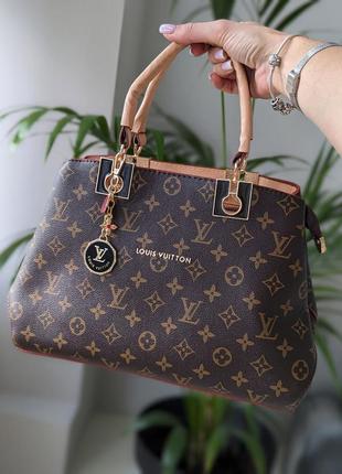 Сумка louis vuitton на три отделения коричневый+светлый беж