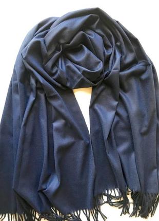 Двосторонній кашемировий шарф cashmere синій / чорний7 фото
