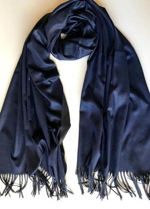 Двосторонній кашемировий шарф cashmere синій / чорний8 фото