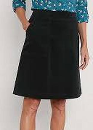 Черная вельветовая стильная юбка а-силуэта2 фото