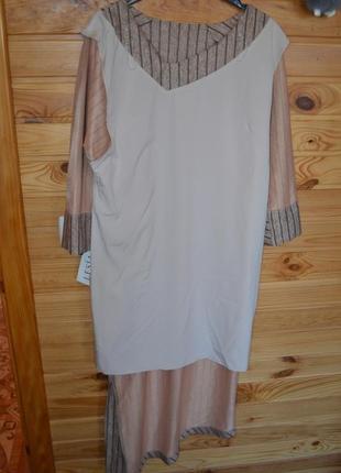 Платье принт полоска, люрексовая нить, с люрексом, песочного цвета,8 фото