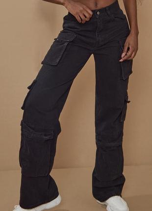 Карго тренд джинсы брюки штаны штани джинси прямі прямые широкие широкі1 фото