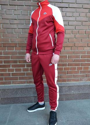 Спортивний костюм nike heritage tracksuit червоно білий8 фото