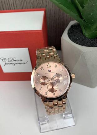 Качественные женские наручные часы, металлические часы на руку розовое золото
