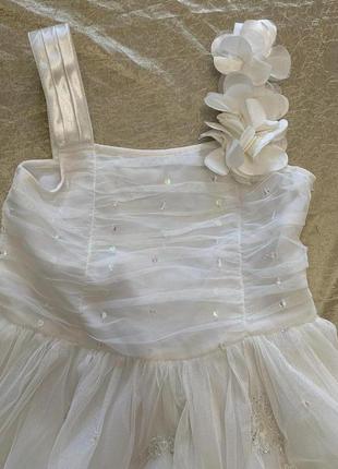 Шикарное нарядное карнавальное платье next костюм снежинки на 7-8 лет, юбка расшита бисером4 фото