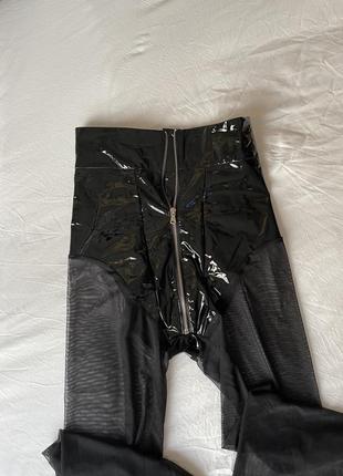 Мужские брюки латекс сетка прозрачные высокие клеш яркие эпатажные брюки кожаные...