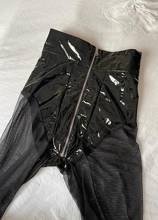 Мужские брюки латекс сетка прозрачные высокие клеш яркие эпатажные брюки кожаные...