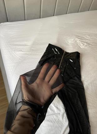 Мужские брюки латекс сетка прозрачные высокие клеш яркие эпатажные брюки кожаные...