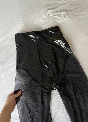 Мужские брюки латекс сетка прозрачные высокие клеш яркие эпатажные брюки кожаные...