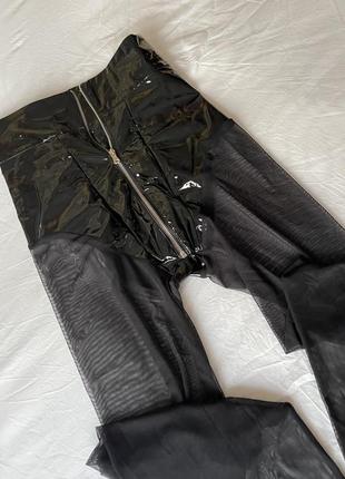 Мужские брюки латекс сетка прозрачные высокие клеш яркие эпатажные брюки кожаные...