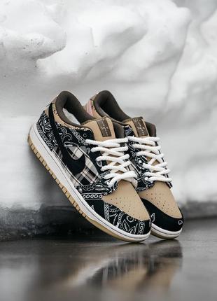 Зимові чоловічі кросівки nike sb dunk low travis scott winter fur з хутром