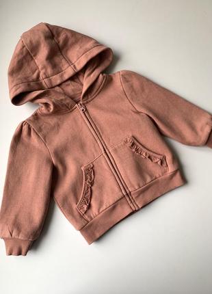 Теплая кофта на замке с капюшоном. размер 92