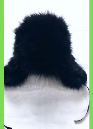 Большая меховая пушистая черная шапка - ушанка шапка авиатор 55-56см
