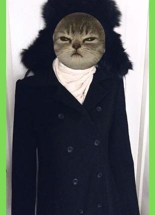 Большая меховая пушистая черная шапка - ушанка шапка авиатор 55-56см