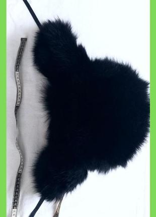Большая меховая пушистая черная шапка - ушанка шапка авиатор 55-56см