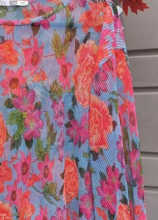 Блуза блузка жатка плиссе цветочный принтzara турция3 фото