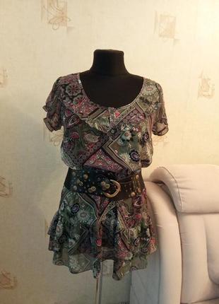 Туника, шифон, воланы, на лето