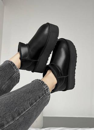 Угги угги угги угги ugg ultra mini black platform leather premium5 фото