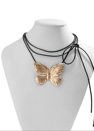 Чокер ожерелье с бабочкой1 фото