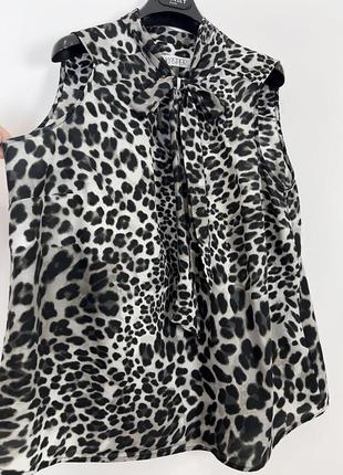 Леопардовая блузка с завязками на шее xl kasper4 фото