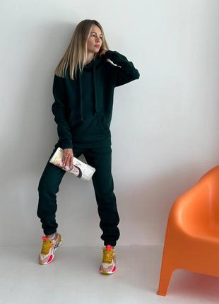 Костюм спортивний кофта вільного крою з кишенею кенгуру з подвійний капюшон з штани на резинці з висока посадка з кишенями штани внизу на резинці