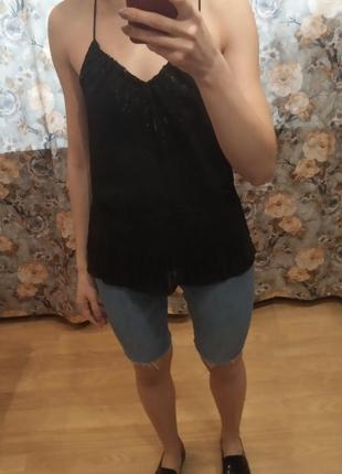 Топ базовый майка черная в паетку s, m