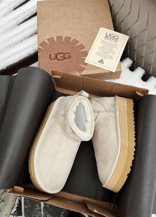 Угги угги угги угги ugg ultra mini light grey suede platform