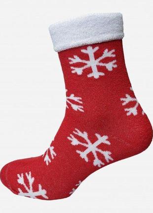 Набор носков лана снежинка махра 36-40 3 пары красный2 фото