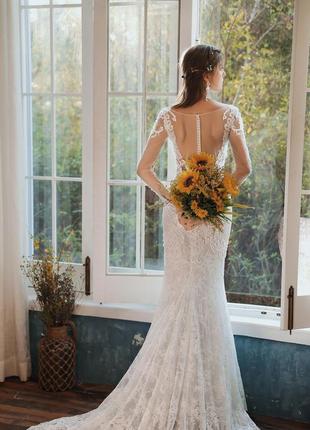Свадебное платье рыбка работа из кружева. весільна сукня рибка з шлейфом6 фото