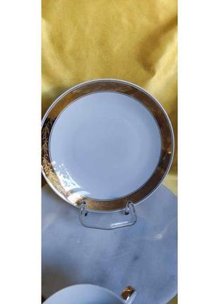 Чашка порцелянова біло-золота з блюдцями німецької мануфактури lichte6 фото