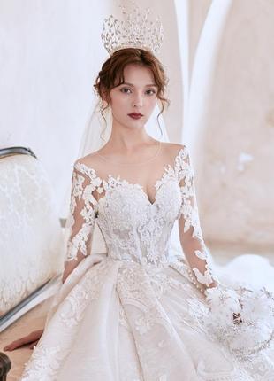 Свадебное платье а силуэт пышное. весільна сукня пишна з мереживом4 фото