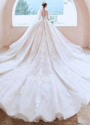 Свадебное платье а силуэт пышное. весільна сукня пишна з мереживом8 фото