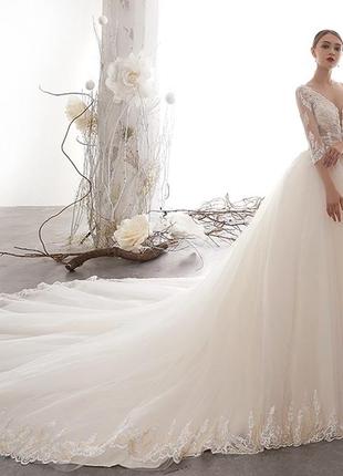 Свадебное платье пышое расшито с кружевом. весільна сукня пишна нова колекція 20202 фото
