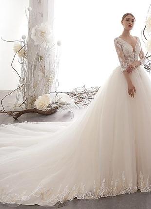 Свадебное платье пышое расшито с кружевом. весільна сукня пишна нова колекція 20201 фото