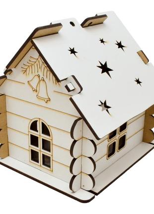 Дерев'яна коробка білий будиночок 13 см подарункова скринька для цукерок новорічного подарунка дім з дерева лдвп2 фото