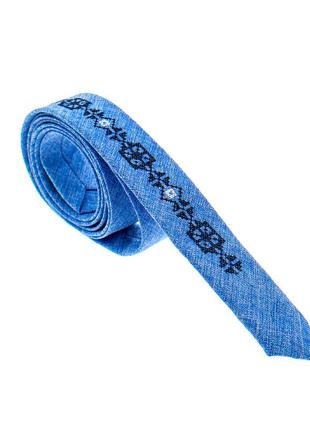 Тонка краватка з вишивкою3 фото