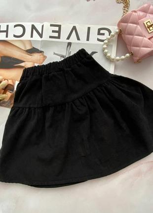 Школьная юбка для девочки вельветовая чёрная 21050 91, черный, для девочек, весна осень, 11 , 8 лет