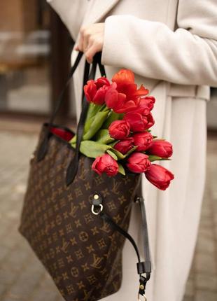 Louis vuitton neverfull brown black1 фото