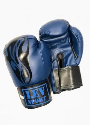 Боксерские перчатки lev sport класс 12 oz стрейч синие