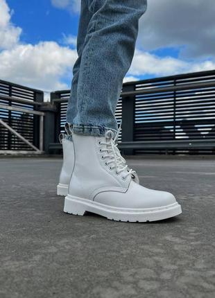 Розпродаж, натуральне хутро, ботинки dr. martens 1460 white fur premium8 фото