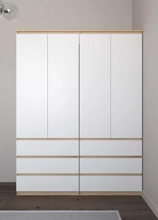 Шкафы со штангой и полками, комплект из 2 шкафов для одежды с 6 шухлядами r9+r16 дуб сонома-белый фасад