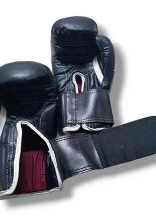 Боксерские перчатки everlast 10 oz кожа черные3 фото