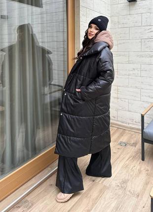 Теплое женское пальто большие размеры и норма (р.42-58)8 фото