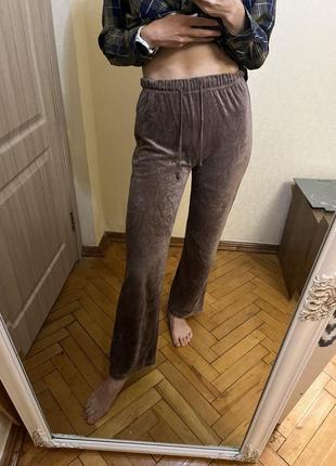Брюки брюки плюшевые спортивные для дома с высокой талией1 фото